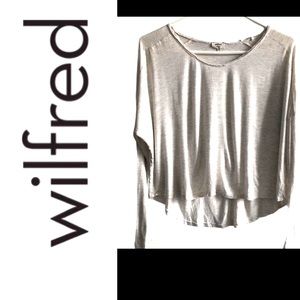 WILFRED oatmeal high-low slouchy cropped top sz S!